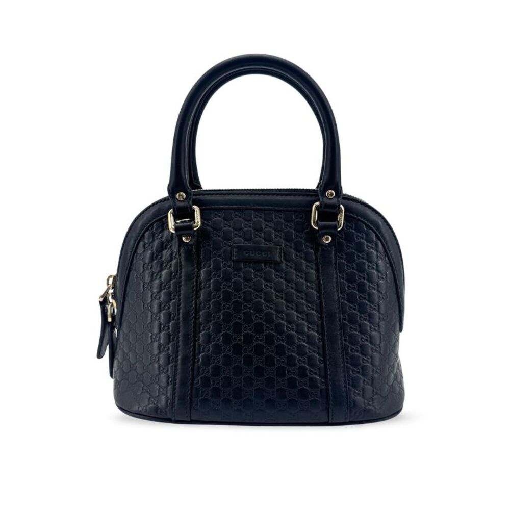 Gucci Convertible Dome Satchel Microguccissima Leather Black Leather Handbag